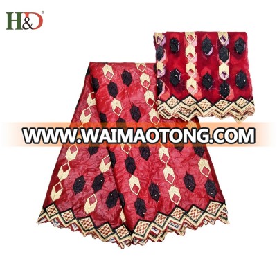 H & D Riche African Embroidery Bazin Cotton Knitted Fabric For Sale