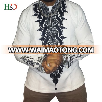 H & D Top Sale High Quality African Designs Men Clothing Long Sleeve T Shirt With Best Price