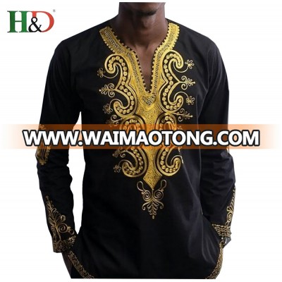 H & D Hot Custom Fit Kitenge Designs Fashion African Bazin Embroidery Design Dress For Men